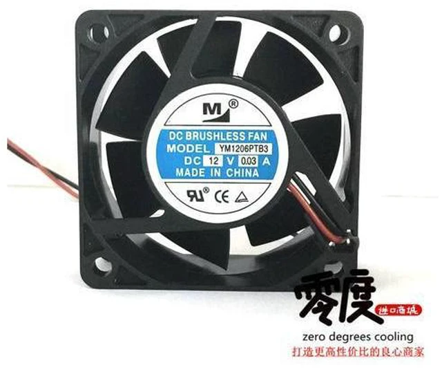 Main image of 6cm YM1206PTB3 DC12V 0.03A 60x60x25MM Double ball bearing 2Lines cooling fan
