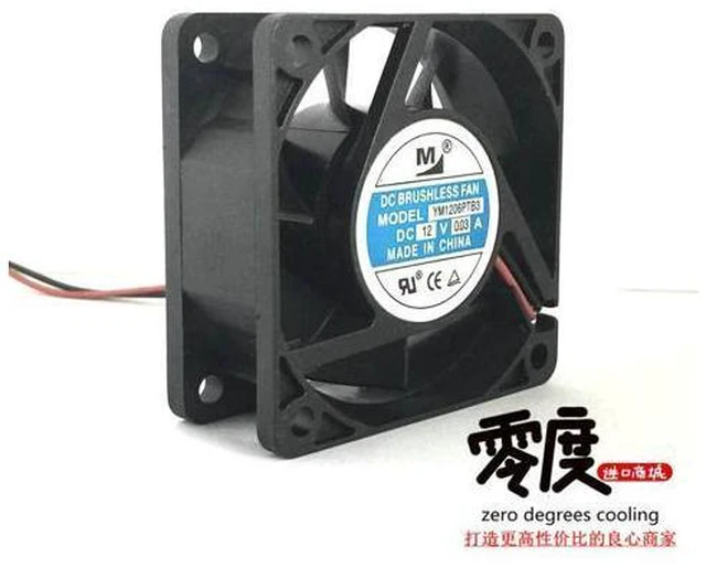 Alt view image 3 of 4 - 6cm YM1206PTB3 DC12V 0.03A 60x60x25MM Double ball bearing 2Lines cooling fan