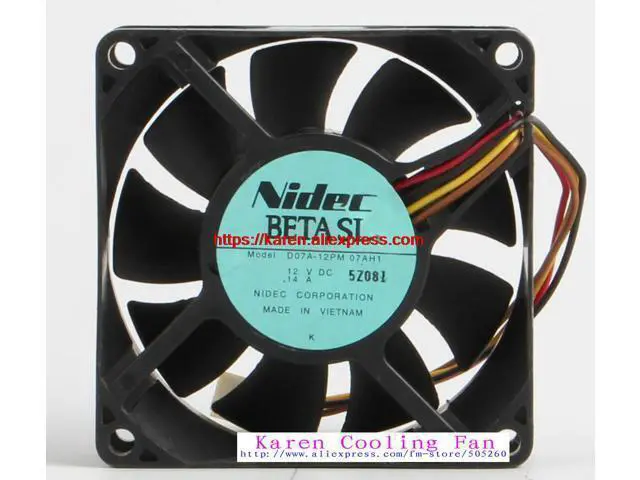 Alt view image 2 of 2 - Nidec 7cm D07A-12PM 09A 7025 12v 0.14a Cooling fan D07A-12PM 07AH1