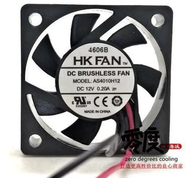 Main image of 4cm 40x40x10MM HKFAN AS4010H12 DC12V 0.20A 2Lines cooling fan