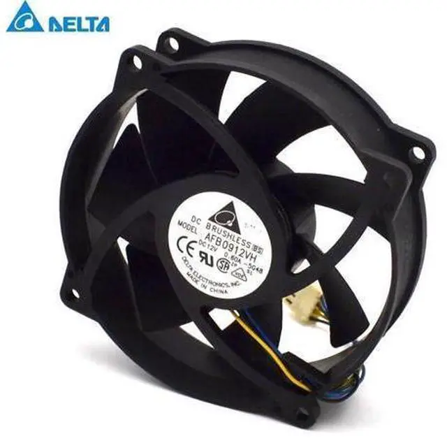 Alt view image 3 of 6 - original 9025 9CM round fan 4 line ball AFB0912VH 12V 0.60A hole 7.2CM