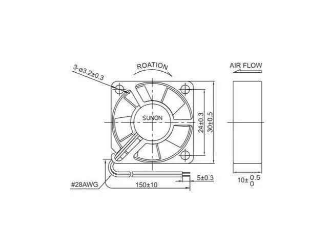 Alt view image 2 of 2 - 1pcs MC30101V1-000U-G99 12VDC 0.58W FAN AXIAL 30X10MM 12VDC WIRE