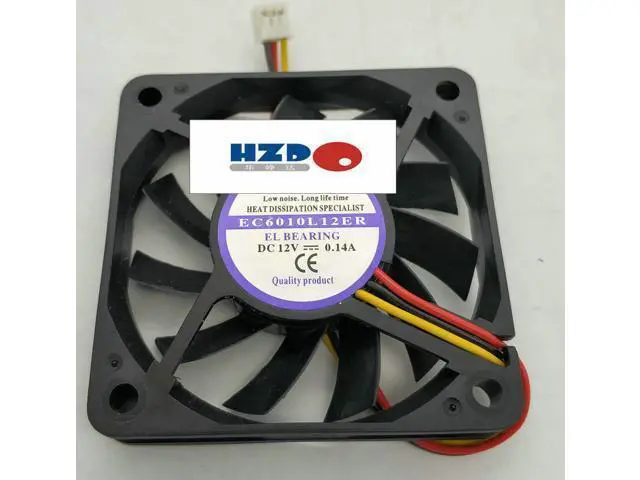 Alt view image 3 of 6 - EC6010L12ER 12V 0.14A 60*60*10mm Cooling Fan 3LINE