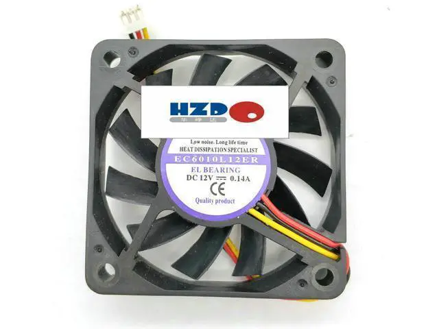 Alt view image 4 of 6 - EC6010L12ER 12V 0.14A 60*60*10mm Cooling Fan 3LINE