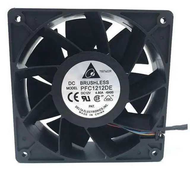 Main image of PFC1212DE Delta 12V PWM 120mm 12038 fan 1.5K-5.5K RPM 252 CFM BEAST cooling fan 4-PIN 4 wire