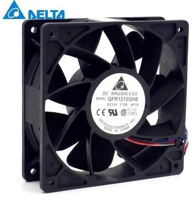 Alt view image 3 of 5 - NEW original DELTA QFR1212GHE 12cm 12038 2.7A 120*120*38mm DC 12V 4-pin PWM Speed cooling fan