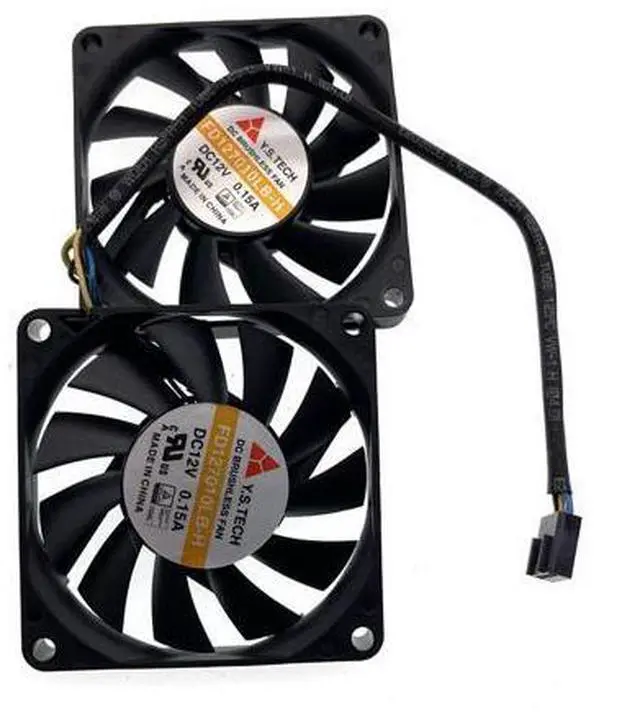 Main image of set of 2 fans For Slim PC Computer Y.S.Tech FD127010LB-H FD127010LB 7010 Slim 70x70x10mm 70mm 7CM 4Pin Ball Bearing Cooling Fan