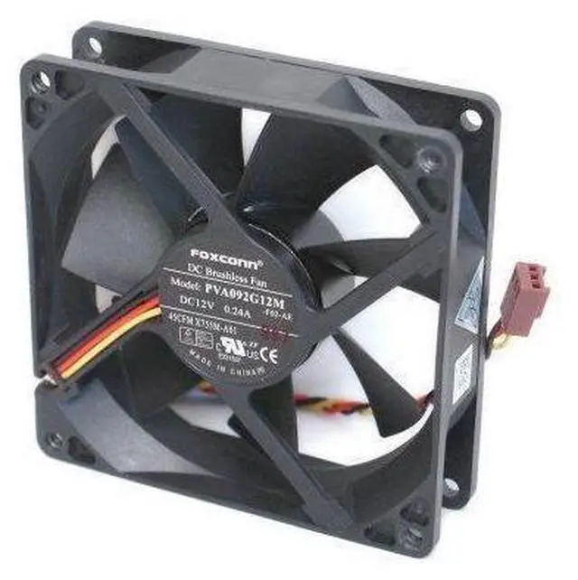 Main image of Foxconn PVA092G12M DC12 Volt 0.24 Amp, Rear Case Brushless Cooling Fan 92mm x 92mm x 25mm, 3-WIRE/3-PIN CONNECTOR