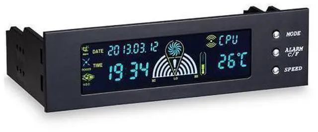 Main image of Computer 5.25" Front Panel Bay 3 Channel automatic temperature CPU Case fan speed controller w/ HDD PC Temp Sensor LED Display