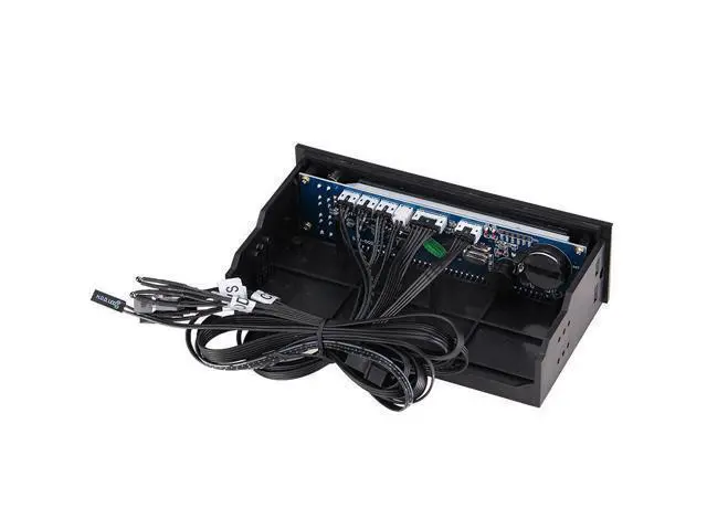 Alt view image 6 of 7 - Computer 5.25" Front Panel Bay 3 Channel automatic temperature CPU Case fan speed controller w/ HDD PC Temp Sensor LED Display