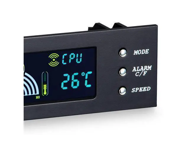 Alt view image 2 of 7 - Computer 5.25" Front Panel Bay 3 Channel automatic temperature CPU Case fan speed controller w/ HDD PC Temp Sensor LED Display