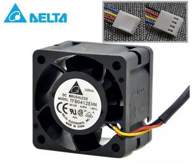 Main image of Delta ORIGNAL 40*28MM TFB0412EHN 12V 0.87A 4 wires 4 Pins case fan,switch ,print cpu cooler