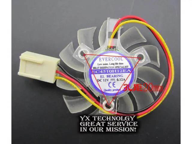 Alt view image 3 of 4 - video card fan EC4510H12EA DC12V 0.12A Graphics card cooling fan Blade diameter of 40mm 20mm pitch