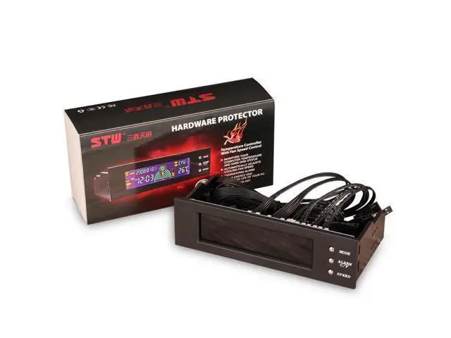 Alt view image 3 of 3 - 5.25inch 12V PC Computer Fan Controller 3 Fan Speed Controller Temperature Sensor LCD Digital Display Front Panel for PC