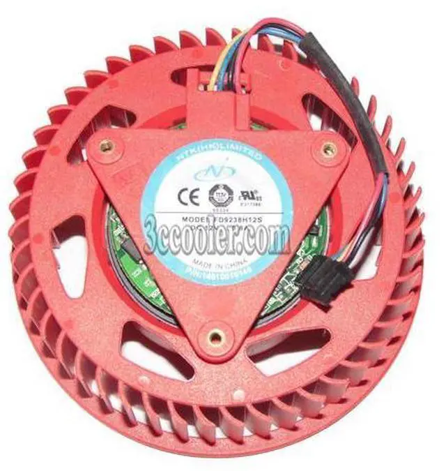 Main image of Original NTK FD9238H12S 12V 0.8A 4 wires 4 pins RED circular ATI HD4870 HD5850 HD5870 HD5970 Fan,37*37*37mm diameter 75mm graphics card cooler