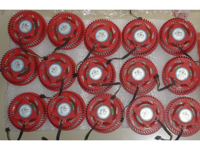Alt view image 2 of 3 - Original NTK FD9238H12S 12V 0.8A 4 wires 4 pins RED circular ATI HD4870 HD5850 HD5870 HD5970 Fan,37*37*37mm diameter 75mm graphics card cooler