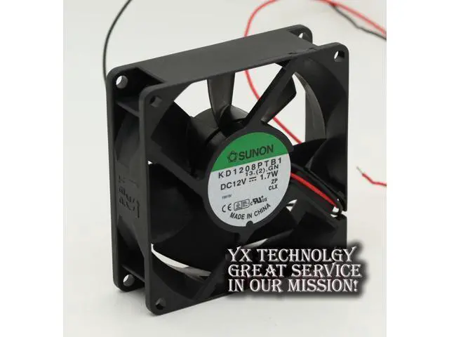 Alt view image 2 of 6 - KD1208PTB1 8025 12V 1.7W 2 wire 8CM double ball fan cooling fan SUNON