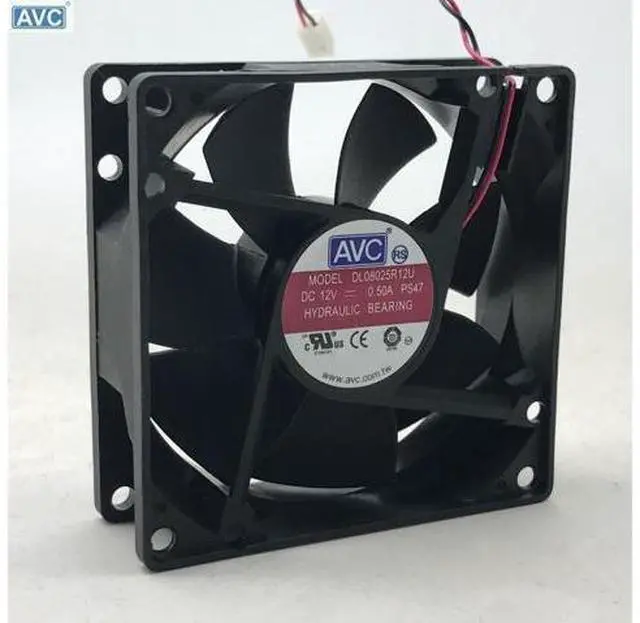 Main image of AVC 8025 80mm x 80mm x 25mm DL08025R12U Hydraulic Bearing Cooler Cooling Fan 12V 0.50A 2Wire 2Pin Connector