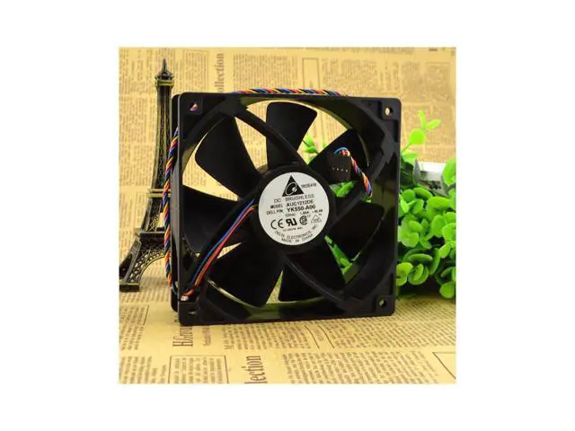 Alt view image 2 of 4 - Delta 12CM 12038 12V 1A AUC1212DE 4-wire PWM mute large air volume chassis cooling fan