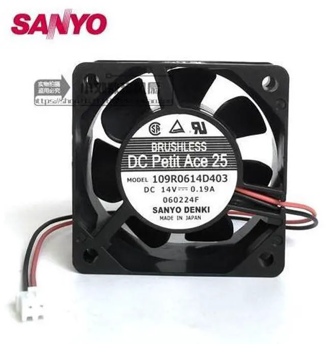 Main image of 6025 14v 0.19A double ball bearing cooling fan 109R0614D403 2 wires 60*60*25MM