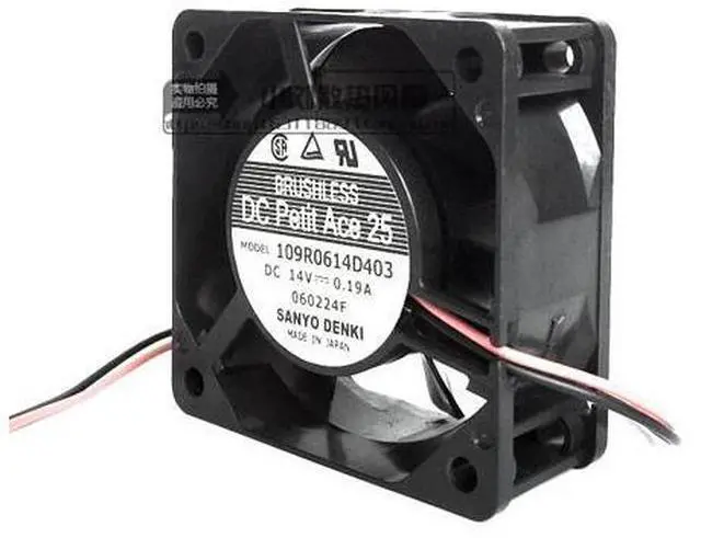 Alt view image 2 of 4 - 6025 14v 0.19A double ball bearing cooling fan 109R0614D403 2 wires 60*60*25MM