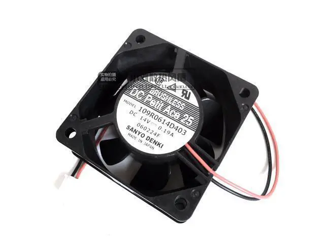 Alt view image 3 of 4 - 6025 14v 0.19A double ball bearing cooling fan 109R0614D403 2 wires 60*60*25MM
