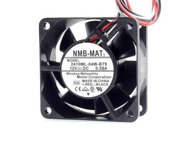 Alt view image 2 of 6 - Original 2410ML-04W-B79 6025 6CM 12V 0.58A three wire speed dual- ball bearing fan 60*60*24mm