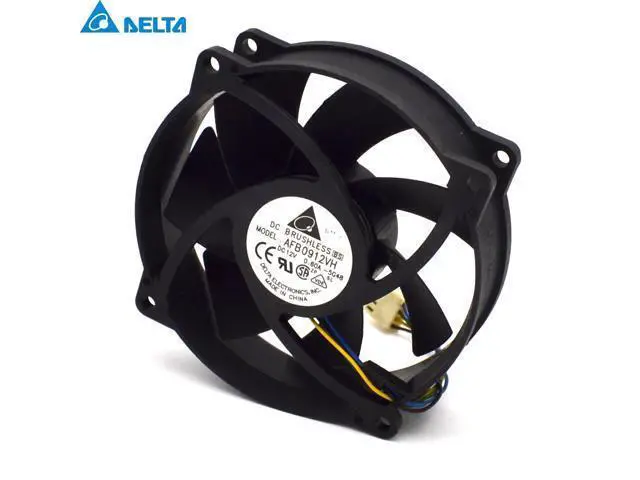 Alt view image 3 of 6 - 9025 9CM round fan 4 line ball AFB0912VH 12V 0.60A hole 7.2CM