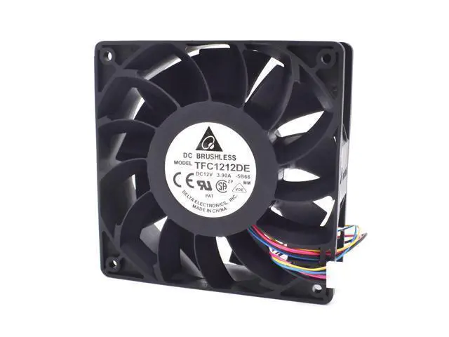 Alt view image 4 of 6 - 1pcs TFC1212DE 120mm DC 12V 3.9A 5200RPM 252CFM Bitcoin Miner Powerful Server Case AXIAL cooling