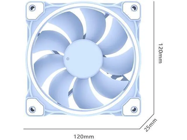 Alt view image 4 of 7 - NEW ID-COOLING ZF-12025 Pastel 120mm Case Fan White LED PWM Fan for PC Case/CPU Cooler (Baby Blue)