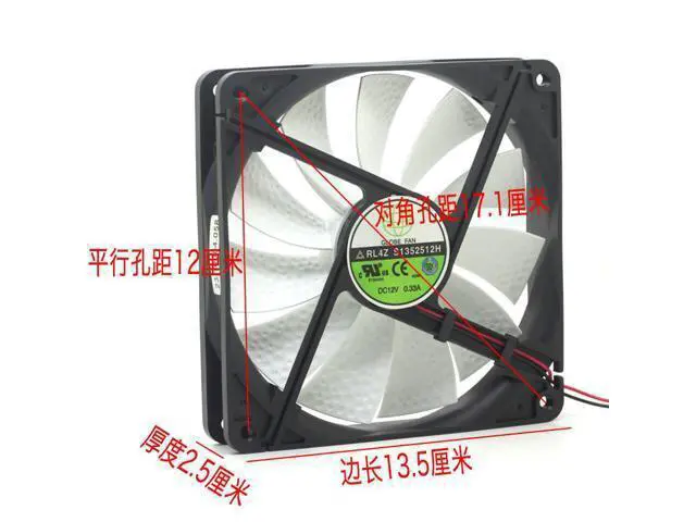 Alt view image 2 of 4 - GLOBE FAN RL4Z S1352512H 12V 0.33A 13.5 cm chassis power supply cooling fan