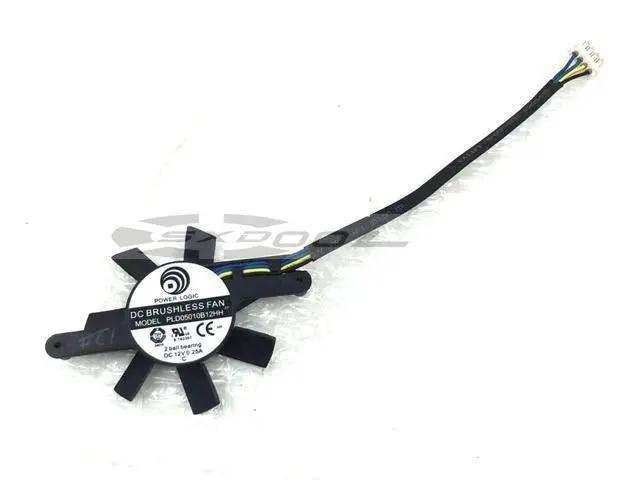 Alt view image 2 of 3 - POWER LOGIC PLD05010S12HH 12V 0.25A Fan blade diameter 46mm, 58MM hole pitch Graphics card fan 4-wire 4-pin