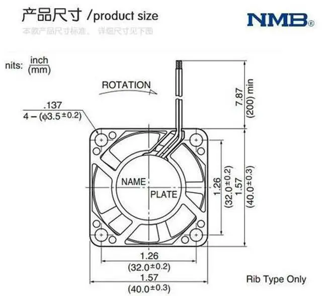 Alt view image 5 of 5 - 1608KL-05W-B39 24V 0.07/0.08A 4CM 3Wire FANUC special 4020 original NMB Cooling fan