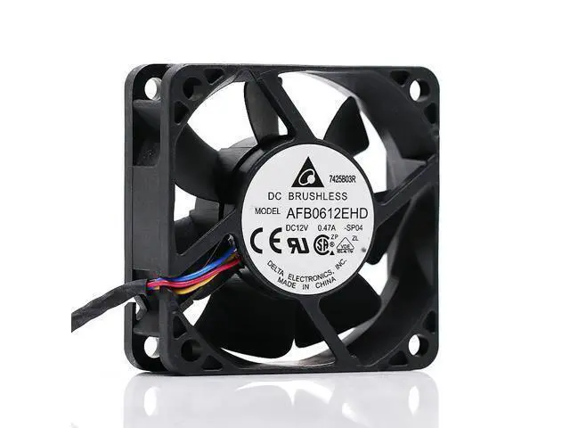 Alt view image 3 of 5 - Delta AFB0612EHD 6cm 60mm 6020 DC12V 0.47A Double Ball bearing large air Cooling Fan 4-wire 4-pin