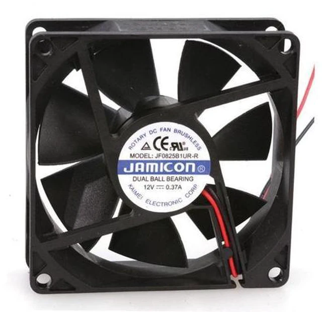 Main image of New JAMICON Corporation JF0825B1UR-R Fan 12VDC 52 CFM 80X80X25 52 CFM Dual Ball Bear