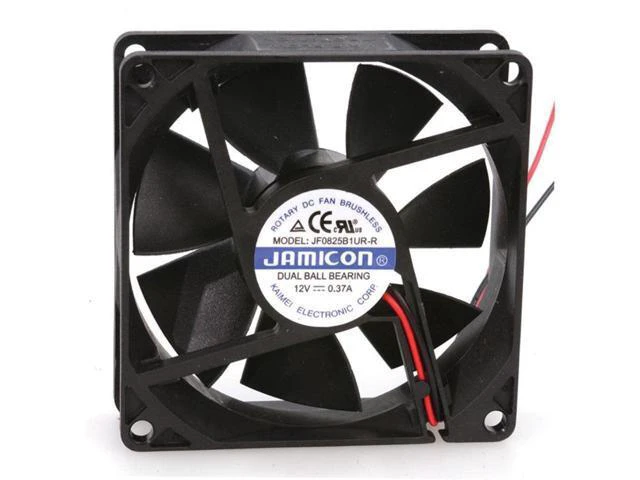 Alt view image 2 of 2 - New JAMICON Corporation JF0825B1UR-R Fan 12VDC 52 CFM 80X80X25 52 CFM Dual Ball Bear