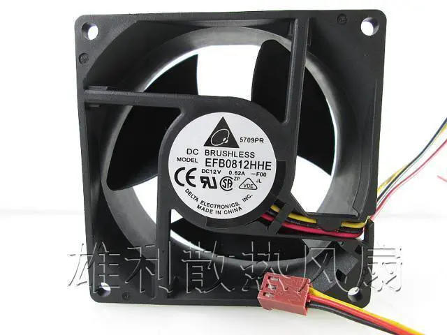 Alt view image 3 of 3 - Delta EFB0812HHE -F00 DC12V 0.62A P/N:59P2572 Server Square Fan 3-wire 80x80x38mm