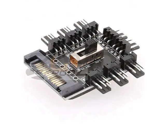 Alt view image 2 of 4 - SATA computer power supply fan hub 8-way speed controller FAN HUB 3p 4-pin extension cable