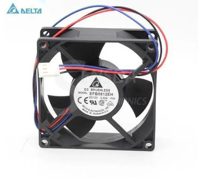Main image of Delta EFB0812EH -F00 FOO 8025 8CM 80MM DC 12V 0.42A 3-pin computer cpu case Server Inverter Cooling fans