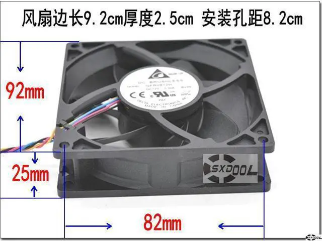 Alt view image 5 of 6 - New Delta QFR0912H DC 12V for AMD FX8350PWM CPU fan 9cm 9025 9225 double ball case cooler