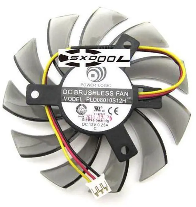 Main image of 75mm For GIGABYTE GT240 430 440 630 730 Graphics card cooling fan PLD08010S12H 3-pin