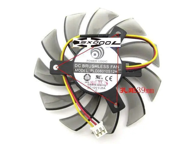 Alt view image 3 of 3 - 75mm For GIGABYTE GT240 430 440 630 730 Graphics card cooling fan PLD08010S12H 3-pin