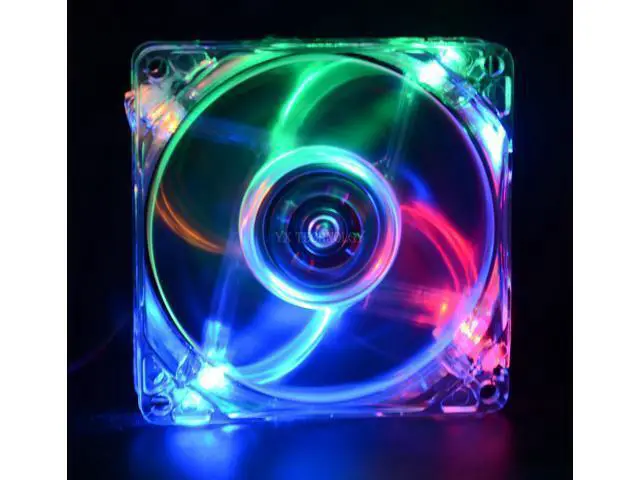 Alt view image 4 of 5 - 8025 GDT Green Red Bule Four color LED PC Computer Case Brushless Cooling Fan 80mm 8080x25mm 8025S DC 12V 4Pin Cooler