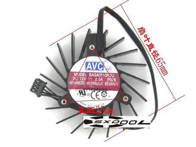 Alt view image 2 of 5 - AVC BASA0710R2U frameless 12V 0.5A 4 Wires 4 Pins VGA Fan graphics card cooler