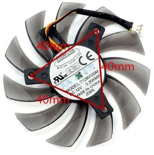 Main image of video card fan GTX460 470 570 580 670 HD5870 Graphics card fan T128010SM 12V 0.20A diameter 75mm