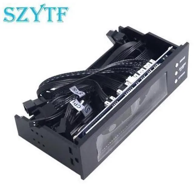 Main image of 5.25 inch 12V PC Computer Fan Controller 3 Fan Speed Controller Temperature Sensor LCD Digital Display Front Panel for PC