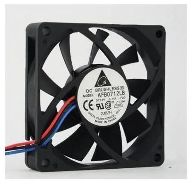 Alt view image 2 of 2 - 2pcs AFB0712LB DC12V 0.14A 70x70x15mm 3-wire Server Cooling Fan Square Fan