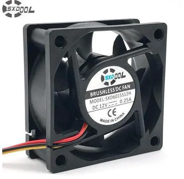 Main image of 2pcs 6025 silent fan 12v dc 60mm 60X60X25 mm Sleeve 12V 0.18A 3 wire lead server inverter pc cpu case cooling fan