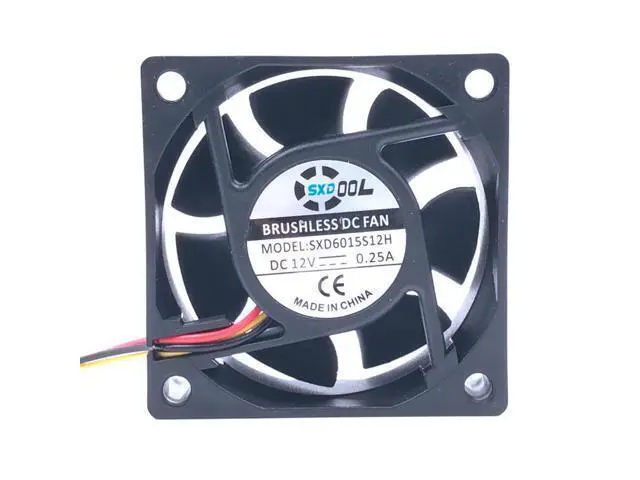 Alt view image 2 of 3 - 2pcs 6025 silent fan 12v dc 60mm 60X60X25 mm Sleeve 12V 0.18A 3 wire lead server inverter pc cpu case cooling fan
