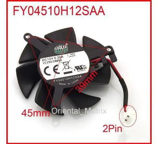 Alt view image 2 of 7 - FY04510H12SAA 45mm 39*39*39mm 12V 0.2A 2Wire 2Pin For MSI R6450 6570 6670 V5 Graphics Card Cooler Cooling Fan